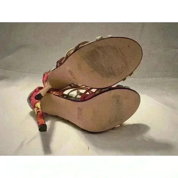 Lemon Drop Tenderly Size 6 Tie-Dye Zipper up Strappy High Heels Colorful Barbie - Picture 5 of 7